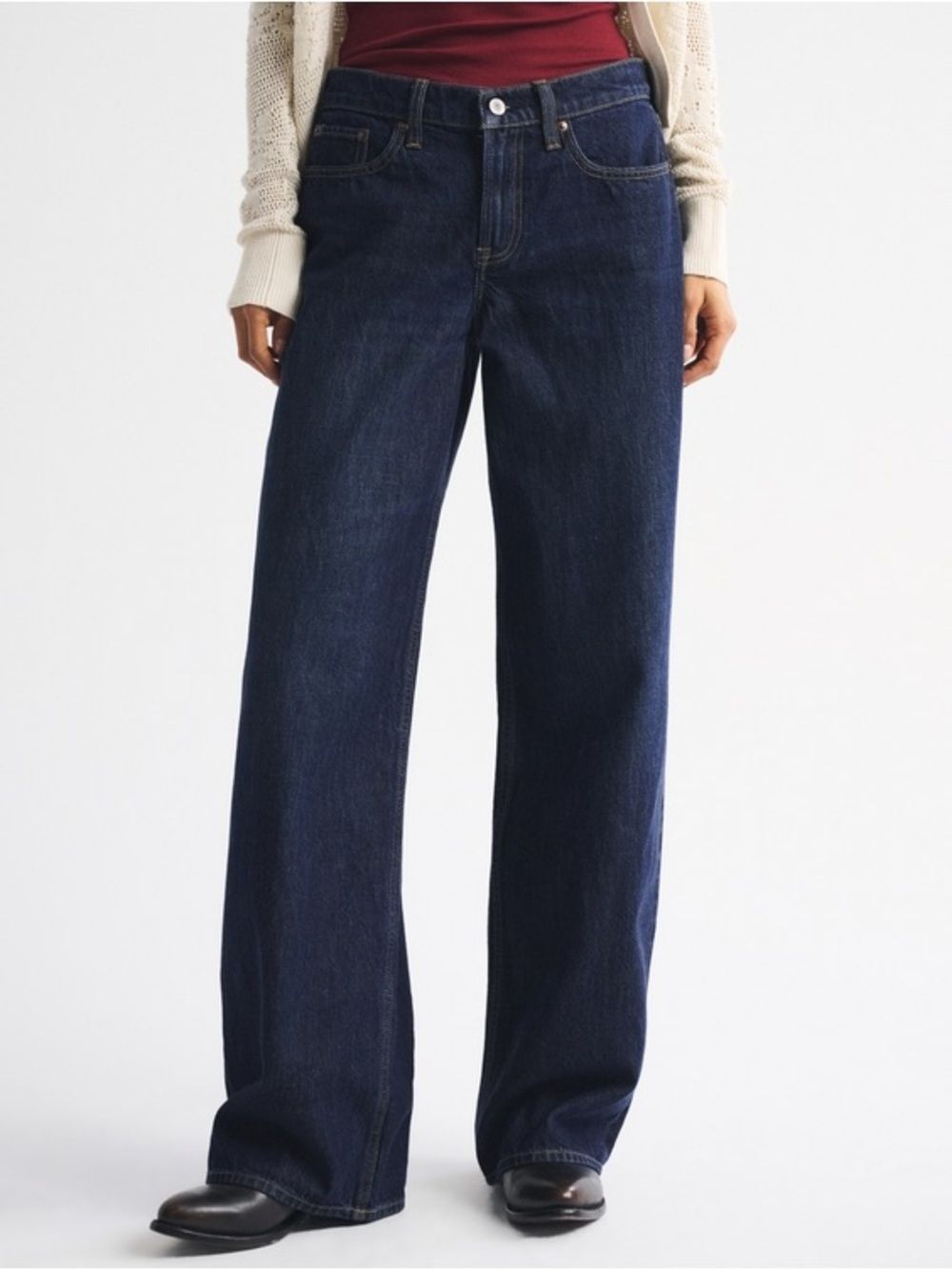 Nwt Abercrombie & Fitch Dark Wash Curve Love The Ultra Loose Low Rise Sz 34 / 18